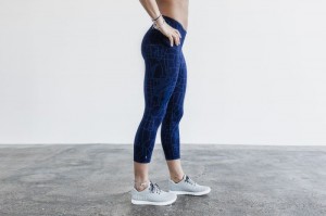 Collant Nobull Crop Femme Bleu Marine Foncé | 43689-JYVZ