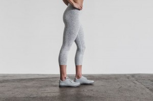 Collant Nobull High-Rise Crop Femme Blanche | 03496-EGJH