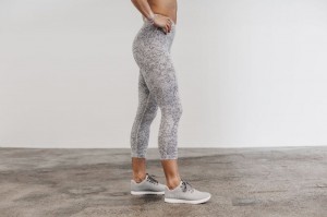 Collant Nobull High-Rise Crop Femme Blanche Camouflage | 40981-UZJD