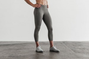 Collant Nobull High-Rise Crop Femme Grise | 97361-NPDX