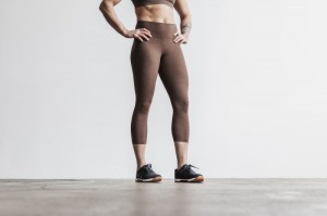 Collant Nobull High-Rise Crop Femme Marron | 46018-TCYA