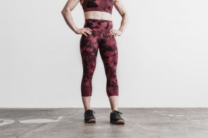 Collant Nobull High-Rise Crop Femme Orange Noir | 89654-AJOK