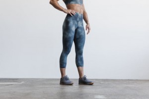 Collant Nobull High-Rise Crop Femme Slate & Ink Tie-dye | 36782-TMEG