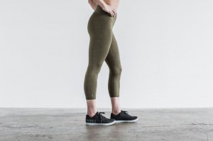 Collant Nobull High-Rise Crop Femme Vert Olive | 73459-MUFY