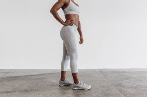 Collant Nobull Mid-Rise Crop Femme Blanche | 01397-RQKA
