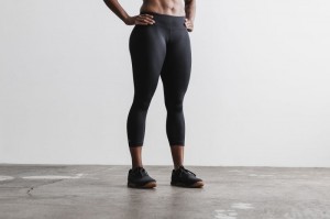 Collant Nobull Mid-Rise Crop Femme Noir | 40267-CWHF