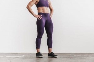 Collant Nobull Mid-Rise Crop Femme Violette Foncé | 12467-QDTZ