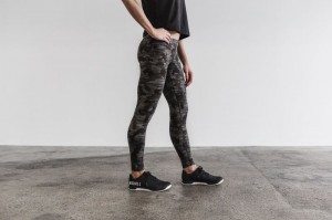 Collant Nobull Mid-Rise Femme Camouflage Foncé | 39016-ROVT