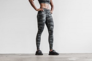 Collant Nobull Mid-Rise Femme Grise Camouflage | 68914-ELJB