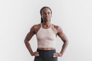 Debardeur Nobull Crop Femme Rose | 32490-QYMH