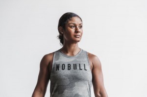 Debardeur Nobull High-neck Femme Grise Camouflage | 27915-CKQH