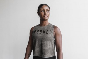 Debardeur Nobull Muscle Femme Grise Camouflage | 98427-VSRY