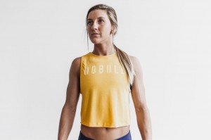 Debardeur Nobull Muscle Tank Femme Jaune | 74206-SLKG