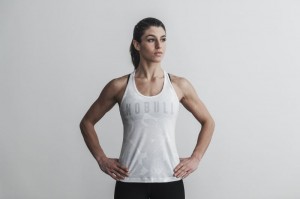Debardeur Nobull Racerback Femme Blanche | 82716-WXGU