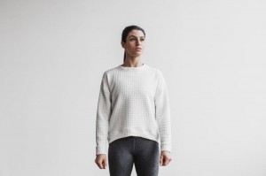Pulls De Golf Nobull Matelassé Crew Femme Blanche | 82953-JPZA