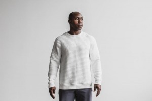 Pulls De Golf Nobull Matelassé Crew Homme Blanche | 08946-NOMW