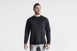 Pulls De Golf Nobull Matelassé Crew Homme Noir | 45179-XOAJ