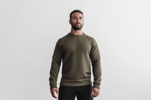 Pulls De Golf Nobull Matelassé Crew Homme Vert | 86519-AEGW