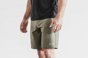 Short Nobull Stretch Woven Corta 9" Homme Vert | 56382-SVHP