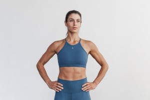 Soutien Gorge Sport Nobull Halter Femme Bleu | 34201-JNXO