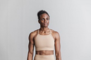 Soutien Gorge Sport Nobull High-neck Femme Sable | 25803-BNRV