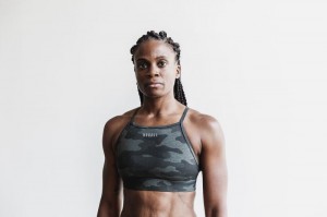 Soutien Gorge Sport Nobull High-neck Femme Grise Camouflage | 98157-KHMQ