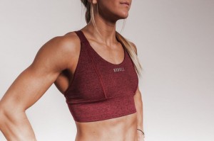 Soutien Gorge Sport Nobull Larges Band Femme Wine Heather | 92674-BFAW
