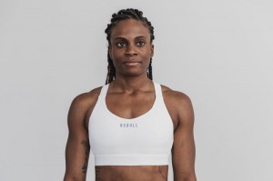 Soutien Gorge Sport Nobull Pace Femme Blanche | 40563-UVAD