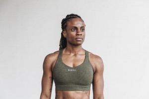 Soutien Gorge Sport Nobull Pace Femme Vert Olive | 13086-QAUE