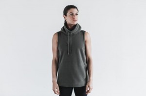 Sweat a Capuche Nobull Arctic Sans Manches Cowl Femme Grise Foncé | 13897-TUGB