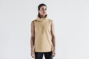 Sweat a Capuche Nobull Arctic Sans Manches Cowl Femme Beige | 74138-IRGV