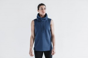Sweat a Capuche Nobull Arctic Sans Manches Cowl Femme Grise Bleu | 60732-CHPY