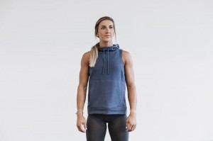 Sweat a Capuche Nobull Microplush Sans Manches Femme Grise Foncé | 45923-VIDG