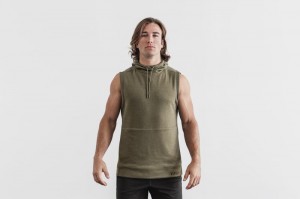 Sweat a Capuche Nobull Microplush Sans Manches Homme Vert | 69704-GHEO