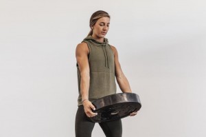 Sweat a Capuche Nobull Microplush Sans Manches Femme Vert | 64981-HPCM