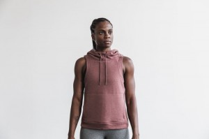 Sweat a Capuche Nobull Microplush Sans Manches Femme Rouge | 94163-GJLY