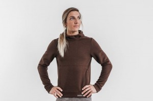 Sweat a Capuche Nobull Performance Pullover Femme Mocha | 32609-UELP