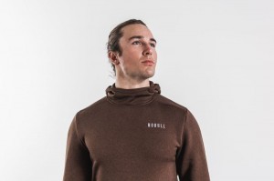 Sweat a Capuche Nobull Performance Pullover Homme Mocha | 34829-JIDT