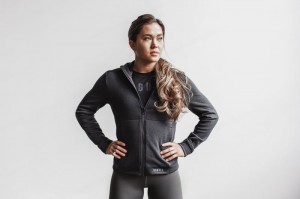 Sweat a Capuche Nobull Performance Zip-up Femme Grise Foncé | 03495-LTFD