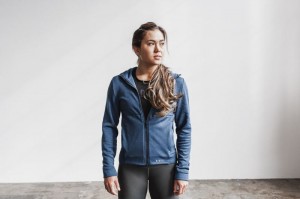 Sweat a Capuche Nobull Performance Zip-up Femme Grise Bleu | 57031-KZMD
