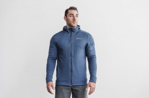 Sweat a Capuche Nobull Performance Zip-up Homme Grise Bleu | 76482-DASH