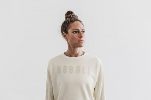 Sweatshirt Nobull Crew Femme Blanche | 21790-JNOY