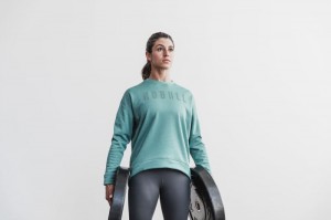 Sweatshirt Nobull Crew Femme Bleu | 45139-BLPO