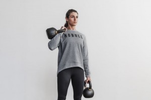 Sweatshirt Nobull Crew Femme Grise | 19378-DXLK