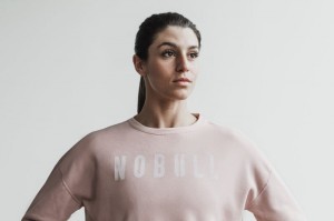 Sweatshirt Nobull Crew Femme Rose | 92483-NZMB