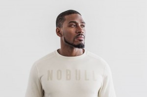 Sweatshirt Nobull Crew Homme Blanche | 73091-ZROW