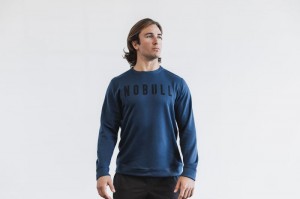 Sweatshirt Nobull Crew Homme Bleu Marine | 92375-WHCN