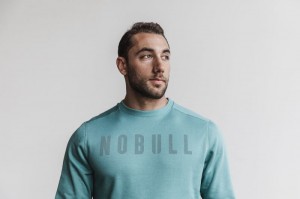 Sweatshirt Nobull Crew Homme Bleu | 68072-GEFN