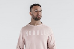 Sweatshirt Nobull Crew Homme Rose | 84713-EOHK