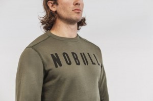 Sweatshirt Nobull Crew Homme Vert | 34621-CRYF